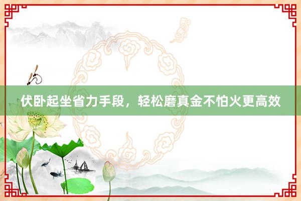 伏卧起坐省力手段，轻松磨真金不怕火更高效